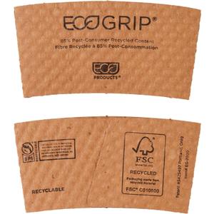 ECO PRODUCTS Recycled Coffee Cup Sleeves, Case Of 1300, Fits 10-20oz Hot Cups, Compostable, 100% Recycled Content With Up To 85% Post-Consumer Waste