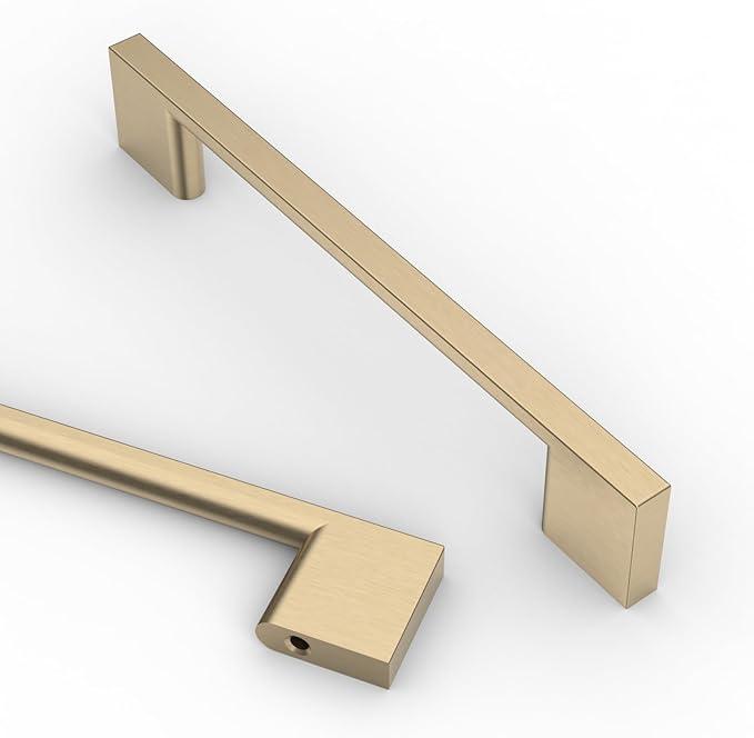 Asidrama 10 Pack 5 Inch(128mm) Brushed Brass Kitchen Cabinet Handles, Cabinet Pulls Kitchen Cabinet Hardware for Cupboard Drawer Pulls