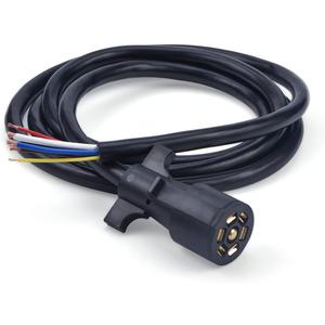 BHTOP 8ft 7-Way Trailer Plug Cord Wiring Harness [7-Pin Trailer Wire Cable] [Brake & Light Control] [10-14AWG] 7 Prong Trailer Light Cord Wiring Connector for RV