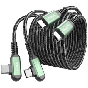 10ft USB C to USB C Cable, Type C Charger Cord Right Angle 2pack, 60W Fast Charger USB C 90 Degree for iPhone 16/17 Pro Max Plus, iPad Pro, USB C Cable for Samsung S25 S24 S23