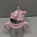 Stainless Steel Sippy Straw Cup for Toddlers 1-3 Years Old, Insulated Toddler Water Bottle Baby Training Tumbler with Handles, 8oz Kids Straw Cups for Travel, Daycare & At Home, Pink