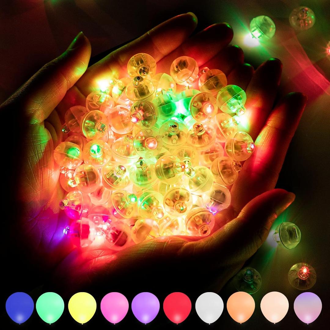 100 Pcs Multicolor Balloon Light with Loop, Easter Egg Lights Flash Rainbow Colored Mini Ball Lights Drinks Lights Round Tiny LED Light for Paper Lanterns Birthday Party Event Wedding Decoration
