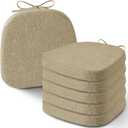 AddGrace Set of 6 Chair Cushions for Metal Dining Chairs 14x14 Chair Pads with Ties Non Slip Thick Seat Cushions with Textured and Removable Cover Beige
