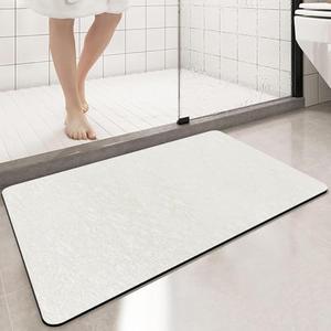 PROOVEELLY Diatomaceous Earth Bath mat Bathroom Rugs Super Absorbent Quick Dry Non Slip Bath Mat Thin Bathroom Floor Mats Fit Under Door-Shower Rug for in Front of Bathtub Shower, Grey, 15.7"*31.4", 3Pack