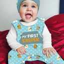 MIGU Easter Outfit Baby Boy Girl Outfit My First Easter Outfit Long-Sleeved Onesie 3-Piece Set Romper (6-9 Months, Blue)