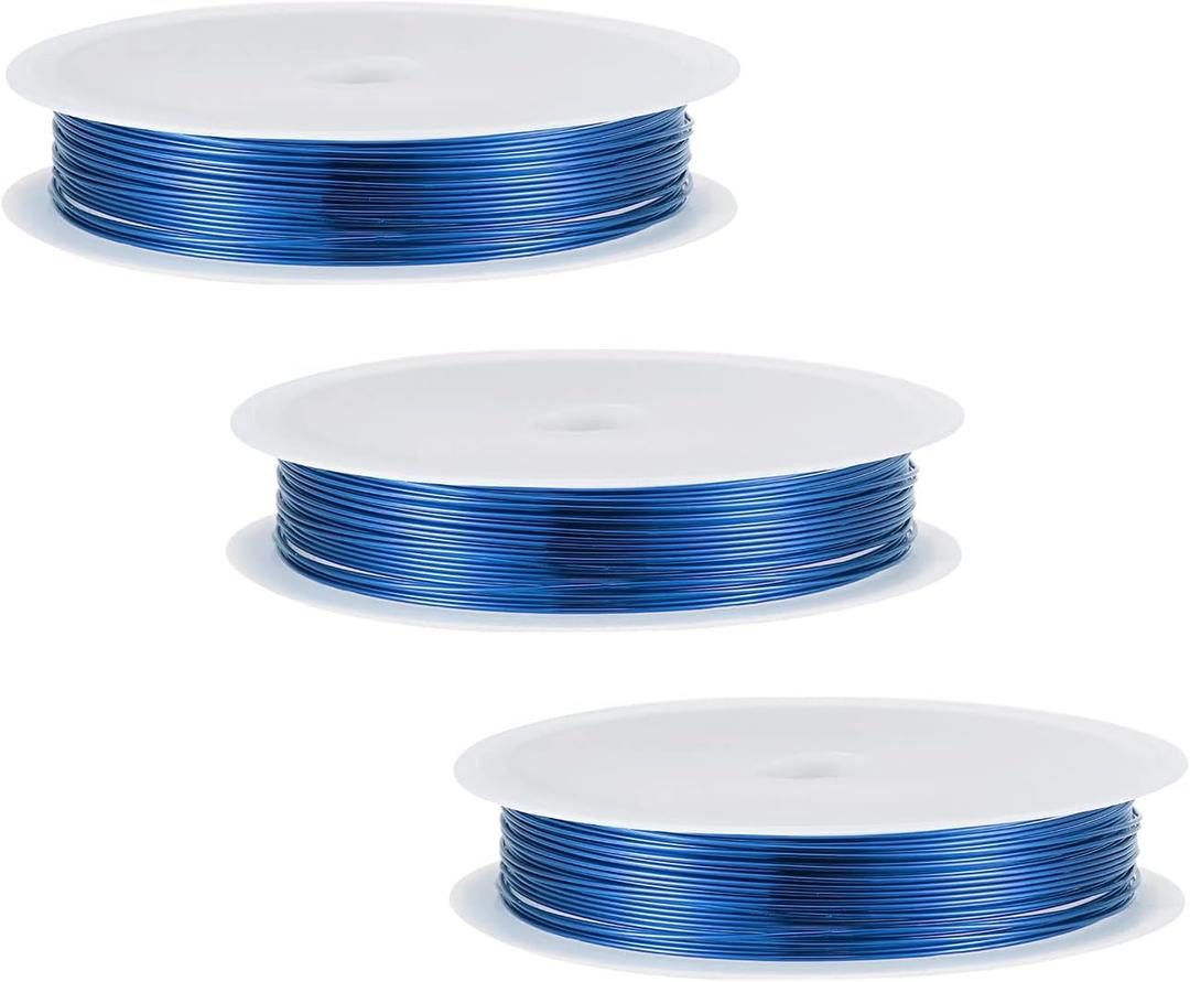 uxcell 24 Gauge Copper Wire 0.5mm Dia Blue Resistant Beading Wires Pendant Making Art Craft DIY Weaving 6.5M, 3 Rolls