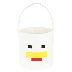 Easter Basket with Handles for Kids, Happy Easter Gift for Easter Egg Hunts Decorations Candy Gifts Storage (World white)