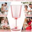 48 PCS Pink Plastic Wine Glasses with Removable Stems 13.5 Oz Pink Ribbed Wine Glasses Square White Wine Glass Muted Pastel Colors Goblets Elegant Fluted Glassware for Wedding Anniversary Birthday