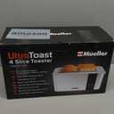 Mueller UltraToast Full Stainless Steel Toaster 4 Slice, Long Extra-Wide Slots for Bagels and Waffles, 6 Browning Levels, LED Display, Cancel/Defrost/Reheat Functions & Removable Tray, Kitchen Gadgets