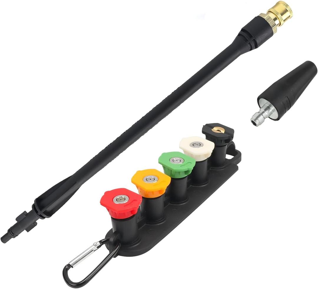 Pressure Washer Replacement Spray Wand with Turbo Nozzle and 5 Spray Tips and Belt Clip Nozzle Holder, Compatible with Lavor, B&S, Earthwise, Homdox Pressure Washers