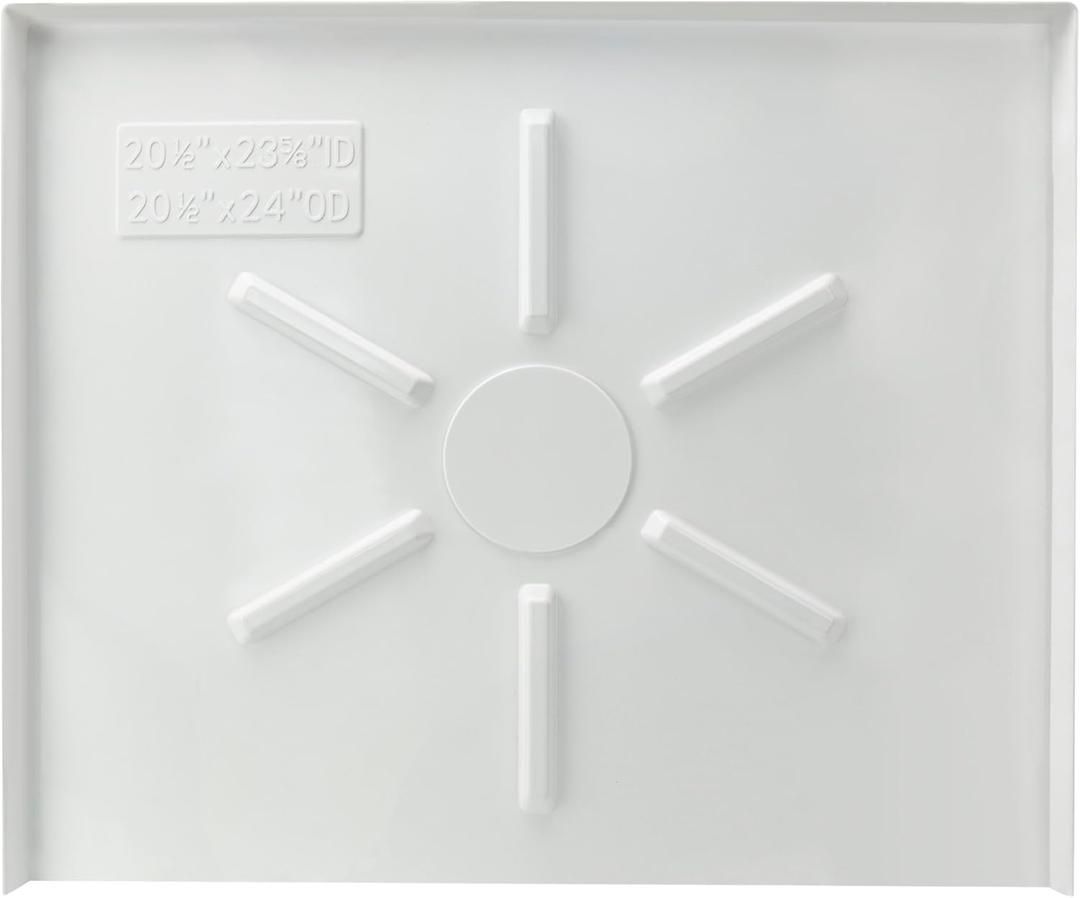 Dishwasher Drain Pan-Protect Floor and Cabinets, Walls, with Front Opening Size 24X20X1/2in, Crafted from Durable Quality Plastic Material. Warp-Resistant & Even Thickness (White)
