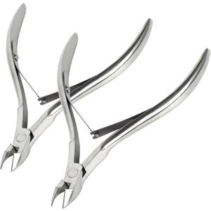 2 Packs Nail Cuticle Trimmer Professional Cuticle Cutter Stainless Steel Cuticle Nippers with Double Spring Cuticle Clippers Pedicure Manicure Tools for Fingernails and Toenails (Silver)