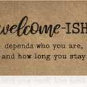 JJUUYOU Large Welcome Mat for Front Door Outside Entryway Funny Welcome-ish Doormat Non Slip Rubber Backing Mats Brown Low Profile Mats for Entry Patio Shoe Doormats 24"x36"