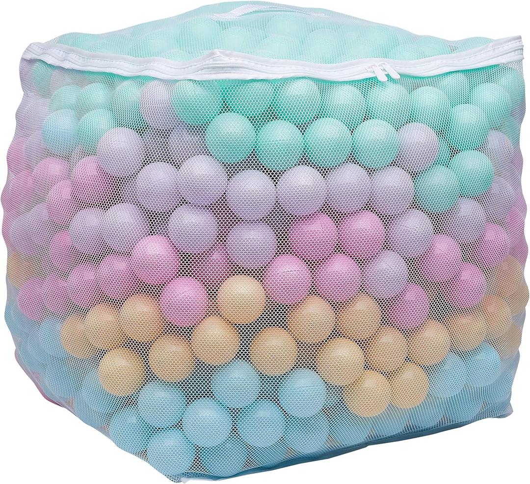 Amazon Basics BPA-Free Ball Pit Balls with Storage Bag, Crush-Proof Plastic for Toddlers Kids 12+ Months Play, 6 Pastel Colors, 1000 Count