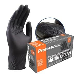 5 Mil Black Nitrile Gloves for Food Prep - Textured Food Prep Gloves - Food Handling Gloves Disposable Latex Free, Medium