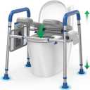 Toilet Seat Risers for Seniors, Removable Padded Raised Toilet Seat with Handles, Easy to Clean Adjustable Height Toilet Riser, Handicap Elevated Seat 400lb, Fits Any Toilet