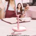 LISEN Pink Vanity Girls Room Decor Kitchen Decor Accessories, Cute Pink Phone Stand Bathroom Essentials Decor Desk Accessories for iPad mini Gift Mothers Day Birthday Decorations 4-10 in