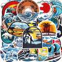 Tigeen 48 Pcs Wave Crown Iron on Patches Bulk Wave Off Kanagawa Embroidered Patch for Hats Clothes Cute Sew on Applique Accessory for Backpack Pants Jeans