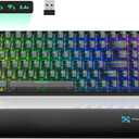 Wireless Creamy Mechanical Gaming Keyboard with Transparent Keycaps, 100 Keys Custom Hot-Swap RGB Backlit, 3-Mode BT/2.4G/USB-C, 3000mAh Battery, Ergonomic Keyboard with Wrist Rest, Linear Switch