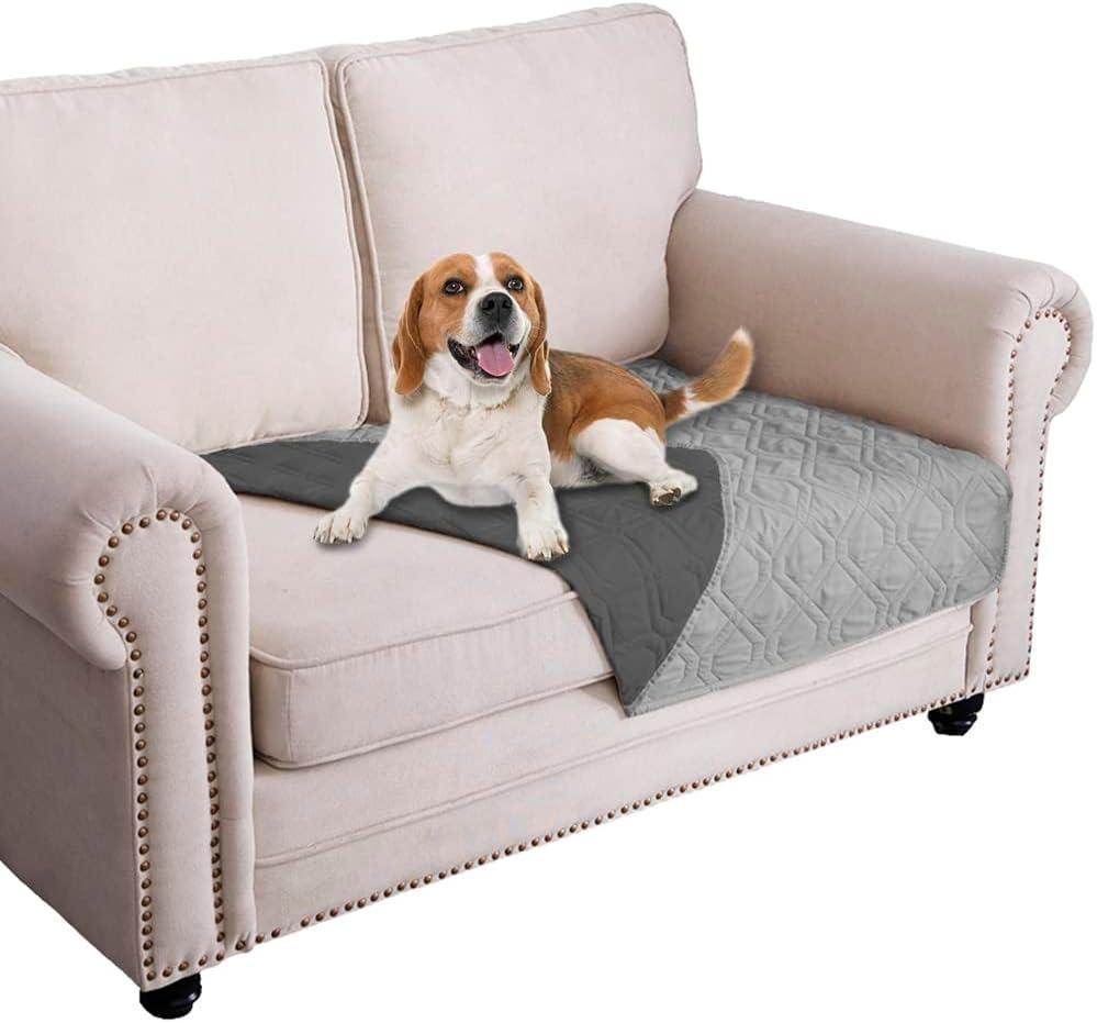 Ameritex Waterproof Dog Bed Cover Pet Blanket for Furniture Bed Couch Sofa Reversible (30x53 Inch (Pack of 1), Grey+dark Grey)