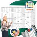 Large Dry Erase Calendar for Wall, 38" x 58" - Undated, Yearly, Reusable - Full 12 Month Year - Includes Markers, Eraser & Accessories