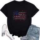 Merica Shirt for Women American Flag Tee Shirts Short Sleeve 4th of July Patriotic Shirts Tops (Black, S)