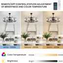 36" Large Crystal Fandelier Dimmable 6-Light Vintage Flush Mounted Chandelier Ceiling Fan Black Ceiling Fans with Lights and Remote for Dining Living Room Kitchen