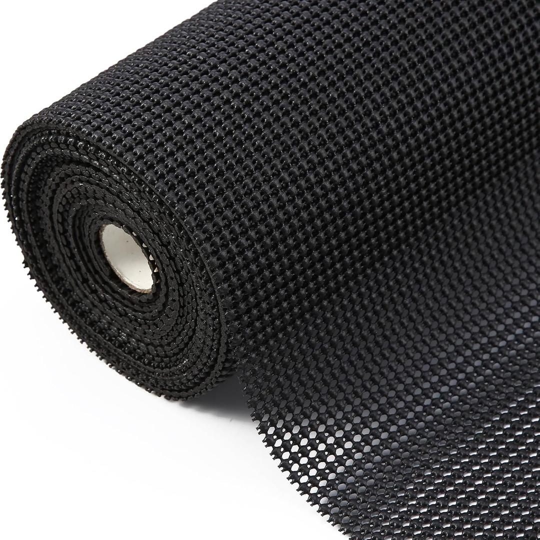 iwtmm Drawer Shelf and Cabinet Liners Non-Adhesive Extra Strong Grip - Keep Items in Place for Kitchen, Bathroom, Office & Wardrobe, Heavy Duty Anti-Slip Liners for Cabinets, Cupboards, Drawers (Ink Black)