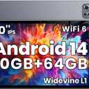 Android Tablet, 2025 Tablet 10.1 inch Android 14 Tablets, Octa-Core 12GB RAM 64GB ROM, 6000mAh Battery, 1024GB Expand, 1080 * 800 HD IPS Touchscreen, 5G/2.4G WiFi 6, Bluetooth 5.0 (Gray)