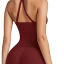 SUUKSESS Women 2 Piece Workout Sets High Waisted Tummy Control Biker Shorts Halter Padded Tank Tops (Red, S)