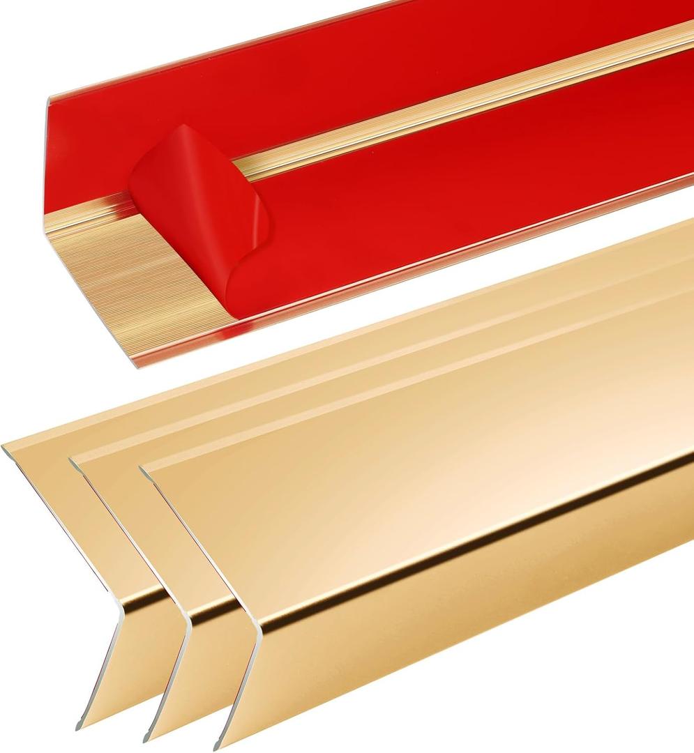 36" Metal Corner Protector, L-Molding Corner Guards for Walls, Cabinets, Baseboards, Furniture Decorative Trim, Size 36" x 2" (Gold, Pack of 4)
