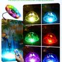 POPOSOAP Pond Fountain Pump Kit with RGB Lights & Remote Control, 660GPH Quiet Submersible Water Pump, Pond Pump with 3 Nozzles for Garden Koi Ponds, Fish Tank,Backyard Water Features Decor-P1104D