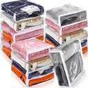 Kingdder 16 Pcs Clear Vinyl Zippered Sweater Storage Bags with Zipper Plastic Sheet Organizer and Storage for Clothing Blankets Sheet Linen Bed Pillow Cube Organizer(10 x 10 x 2.5 Inch)