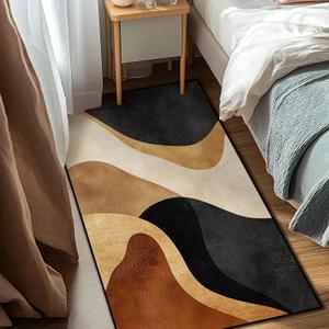 Brown Abstract Area Rug Black Tan Washable 3x5 Rugs for Living Room Bedroom Earth Tone Non-Slip Soft Floor Large Carpet for Office Entryway Bathroom