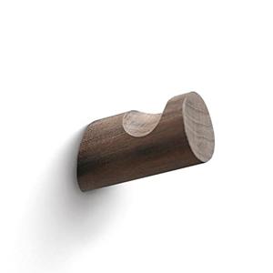 LoengMax Wood Wall Hooks,4 Pack Coat Hooks Wall Mounted, Modern Hat Hooks for Wall, Wall Hanger for Hanging Coat Towel Hat Bag Robe Jacket Clothes (Walnut Wood)