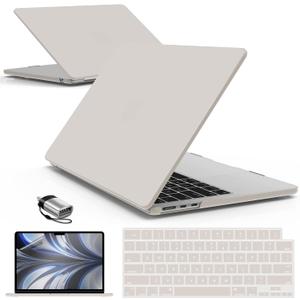 IBENZER Compatible with 2025 2024 2023 2022 MacBook Air 13 inch Case M4 A3240 M3 A3113 M2 A2681, Hardshell Case & KeyboardCover & ScreenFilm & Type-C for Mac Air 13.6, Rocky Gray, AT13-KK-RKGY+2TC