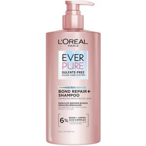 L'Oreal Paris Sulfate Free Bond Repair+ Shampoo, Hair Shampoo with Amino Acid Complex, Strengthens and Repairs Damaged or Color Treated Hair, EverPure, 23 Fl Oz
