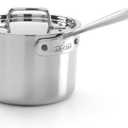 All-Clad D5 5-Ply Brushed Stainless Steel Sauce Pan 2 Quart Induction Oven Broiler Safe 600F Pots and Pans, Cookware Silver