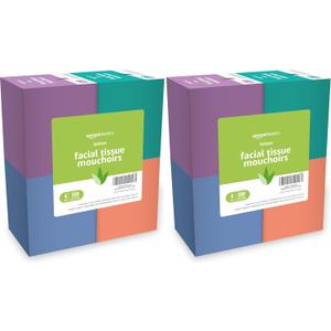 Amazon Basics Facial Tissue, 2-Ply, 600 Count | With Lotion | 8 Packs