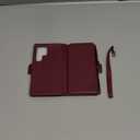 for Samsung Galaxy S24 Ultra Wallet Case with RFID Blocking Credit Card Holder,PU Leather Flip Lanyard Strap Wristlet Zipper Women Men for Samsung Galaxy S24 Ultra Red