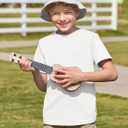 Haloumoning Boys Short Sleeve Shirts Kids Summer Crewneck T-Shirts Casual Tops Tees (White) 150