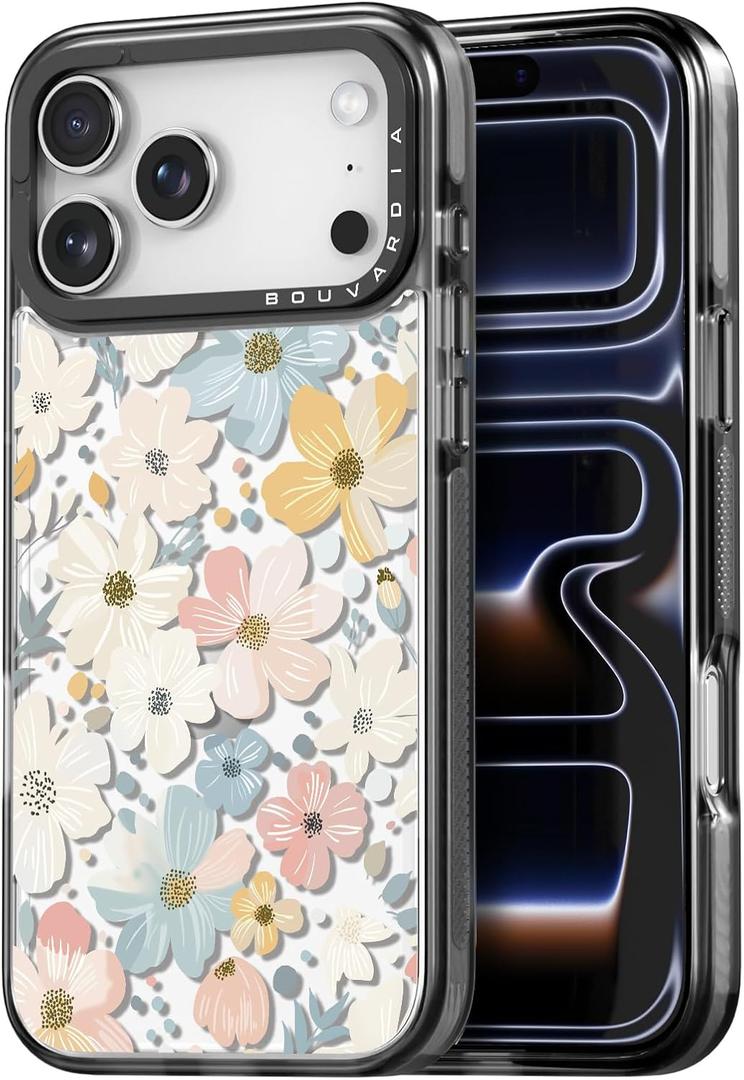 Bouvardia for iPhone 17 Pro Max Case, Cute Design for Women & Girls, Protective & Aesthetic, Gray Bumper - Floral Theme - Flowers Blossoming