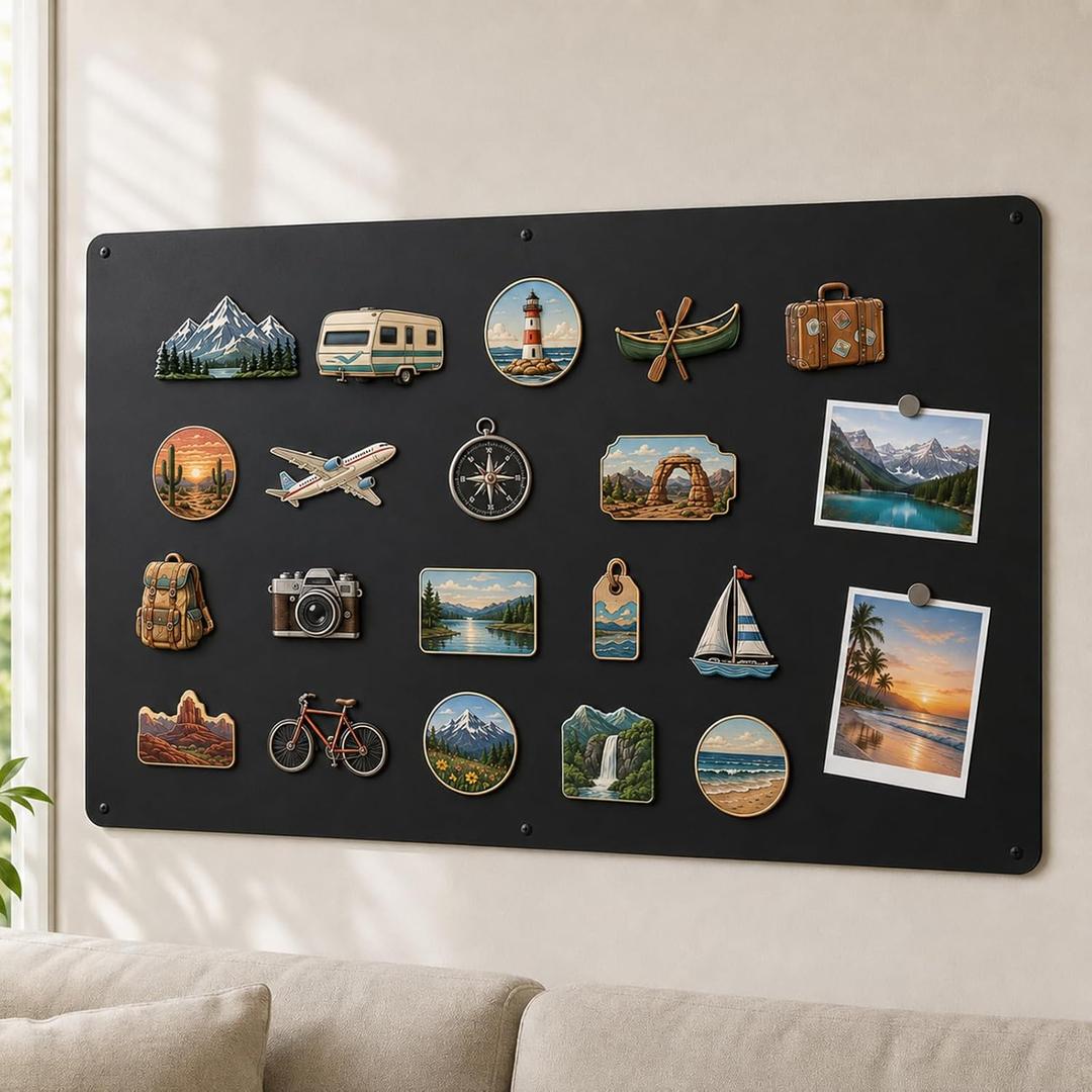 Large Magnetic Board for Wall: 60+ Souvenir Magnets in One Display, 19.7" x 39.4"