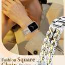 Newlibery Silver Gold Watch Bands for Women Compatible with Apple Watch 38mm 40mm 41mm 42mm (S10/11) Adjustable Metal Strap Dressy Pretty Chain Bracelet for iWatch Series 11/10/9/8/7/6/5/4/SE/3/2/1