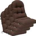 QILLOWAY Outdoor High Back Chair Cushion for Adirondack, All Weather Rocking Chair Cushions Thick Padded Replacement for Patio Furniture Set of 4,Coffee, 48in x 20in