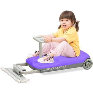 12V Ride-On Car with Cleaning Fun, 3 in 1 Gokart, Soft-Start, 5-Speed Adjustable, Detachable mop, Rechargeable Battery, 160lbs Capacity, Indoor & Outdoor for Kids Ages 3+ Purple