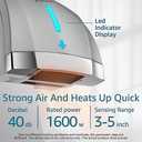 modunful Hand Dryers for Bathrooms Commercial, Electric Hand Dryer Touchless, Extra Quiet Low Noise(40db), Wall Mounted Type(1600W) (Silver)