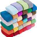 BENECREAT 37 Yards 4/5 Inch Wide Foldover Ribbon Elastic Stretch 34 Colors FOE Elastic Band for Hair Ties Headbands