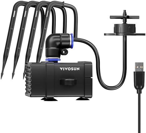 VIVOSUN Flex Feed Drip Irrigation Kit, 4W Automatic Irrigation System with Pump & 4 Drip Emitters, App-Controllable Professional Plant Watering Drip Kit for VGrow Smart Grow Box