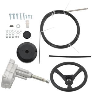 WFLNHB Outboard Steering System Mechanical Boat Rotary Steering Kit, 17 Outboard Steering Cable, Turbine Steering System